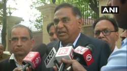 BJP's Leader of Opposition in Delhi assembly Ramvir Singh Bidhuri talks to reporters after presenting the memorandum to the LG