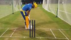 MS Dhoni during the practice session 