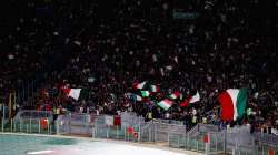 Italian fans during the UEFA Euro 2020 qualifier between Italy and Greece at Stadio Olimpico on October 12, 2019 in Rome, Italy