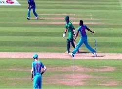 Jasprit Bumrah bowling a no-ball in the historic final of the 2017 Champions Trophy against Pakistan. 