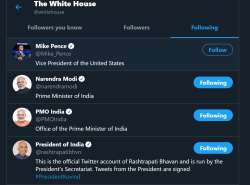 White House official twitter handle follows Prime Minister Narendra Modi