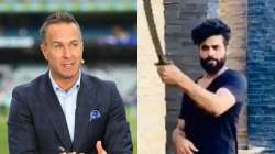 michael vaughan, ravindra jadeja, ravindra jadeja sword-wielding, ravindra jadeja sword celebration