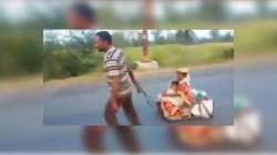 Video: Migrant worker wheels 8-months pregnant wife, child on makeshift cart for 700 kms