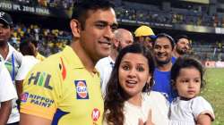 MS Dhoni with wife Sakshi and daughter Ziva