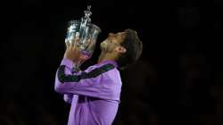 Rafael Nadal with the US Open title after defeating Daniil Medvedev last year