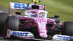 Racing Point driver Lance Stroll of Canada steers his car during the second practice session for the British Formula One Grand Prix at the Silverstone circuit in Silverstone