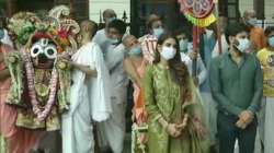 TMC MP Nusrat Jahan takes part in Ulta Rath Yatra celebration by ISKCON