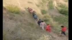 Patient carried on makeshift stretcher in Doda region of Jammu and Kashmir