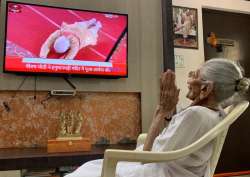 hiraben pm modi, ram mandir bhoomi pujan, hiraben watching bhoomi pujan, hiraben photos, hiraben pm 