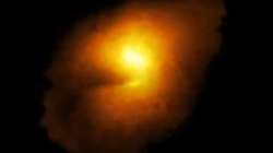 SPT0418-47 is gravitationally-lensed by another galaxy, giving it an evil Eye of Sauron look to our 