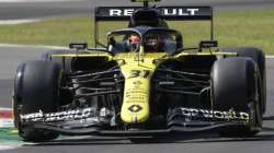 Renault driver Esteban Ocon of France steers his car during the third practice session for Sunday's Italian Formula One Grand Prix, at the Monza racetrack in Monza, Italy, Saturday, Sept. 5