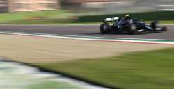 Mercedes driver Valtteri Bottas of Finland steers his car during qualification ahead of Sunday's Emilia Romagna Formula One Grand Prix, at the Enzo and Dino Ferrari racetrack, in Imola, Italy, Saturday, Oct. 31