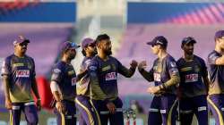 Varun Chakravarthy with his KKR teammates