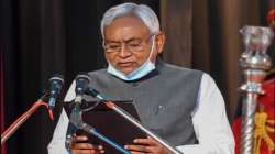 Janta Dal-United National President Nitish Kumar takes oath as the Chief Minister of Bihar at Rajbha