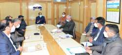 Himachal Pradesh Chief Minister Jai Ra Thakur during a COVID-19 review meeting.  