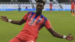 Chelsea's Tammy Abraham celebrates after scoring his side's second goal during the English Premier League soccer match between Newcastle United v Chelsea at the St. James' Park in Newcastle, England, Saturday, Nov. 21