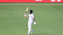 Washington Sundar of India celebrates his half century during day three of the 4th Test Match in the series between Australia and India at The Gabba on January 17