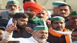 BKU leader Rakesh Tikait talks to media while participating in a plantation programme, during their protest against new farm laws, at Ghazipur border, in New Delhi. (File photo)