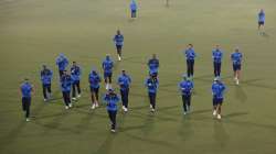 Players of South Africa Twenty20 team warm up during a practice session for the upcoming Twenty20 match against Pakistan, at the Gaddafi Stadium, in Lahore, Pakistan, Tuesday, Feb. 9