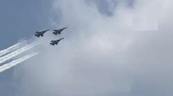 Sukhoi Su-30MKI fighters in Trishul formation at Aero India-2021