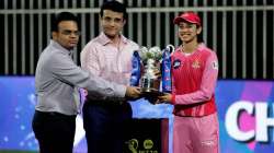 Smriti Mandhana (C) of Trailblazers with the winning trophy Smriti Mandhana (C) of Trailblazers with the winning trophy during the final of the Jio Women's T20 Challenge 2020 between the Trailblazers and the Supernovas held at the Sharjah Cricket Stadium