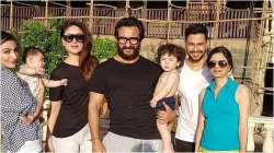 Saif Ali Khan and Kareena Kapoor look stylish as they posed with Saba, Soha Ali Khan, Inaaya, Taimur