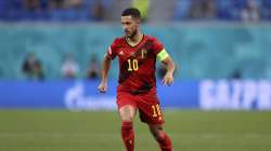 Belgium's Eden Hazard controls the ball during the Euro 2020 soccer championship group B match between Finland and Belgium at Saint Petersburg stadium, in St. Petersburg, Russia, Monday, June 21