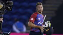 England's Jos Buttler smiles as he walks off the pitch after England won the T20 international cricket match between England and Sri Lanka at Cardiff, Wales, Wednesday, June 23