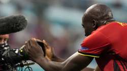 Belgium's Romelu Lukaku celebrates after scoring his sides first goal during the Euro 2020 soccer championship group B match between Russia and Belgium at the Saint Petersburg stadium in St. Petersburg, Russia, Saturday, June 12