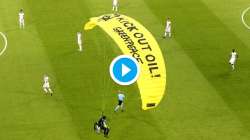 Greenpeace paraglider, parachute protestor, euro 2020,