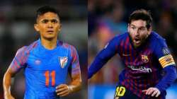 File photos of Lionel Messi and Sunil Chhetri.