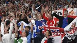 England's fans celebrate after the Euro 2020 soccer championship semifinal match between England and