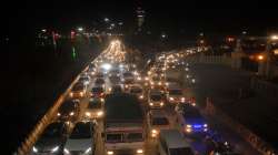 Traffic at a busy road in Noida.