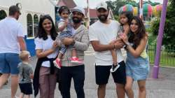 Ajinkya Rahane and Rohit Sharma with their families in England