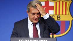 FC Barcelona club President Joan Laporta begins a news conference in Barcelona, Spain, Friday, Aug. 6