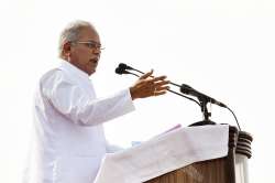 Chief Minister of Chhattisgarh Bhupesh Baghel addresses a poll rally.