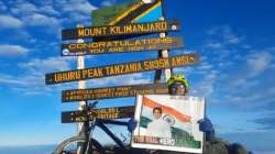 Cyclist reaches top of Kilimanjaro, unveils Sonu Sood poster