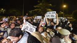 Delhi Congress workers hold placards reading Get Well Soon Kapil Sibal stage a protest against senior party leader Kapil Sibal outside his residence, hours after Sibal reiterated demands sweeping reforms raised by G-23 leaders, in New Delhi.