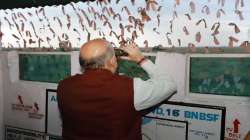 Union Home Minister Amit Shah during a visit to Maqwal, the last village on the border, in Jammu.