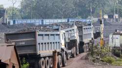 Coal transportation under progress at the coal mines of Central Coal Limited (CIL) at Bharkunda area in Ramgarh district, Monday.