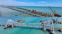 New Pamban Bridge under construction.