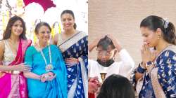 Kajol celebrates Durga Ashtami with mother Tanuja, sister Tanisha and son Yug; see pics