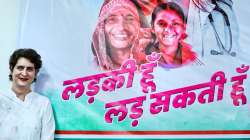 Congress General Secretary Priyanka Gandhi Vadra during a press conference at the party office in Lucknow