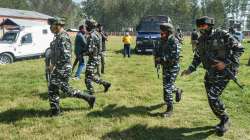 Security personnel arrive at a school in Srinagar after terrorists shot dead two teachers on October 7.