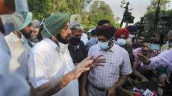 Captain Amarinder Singh speaks to media after submitting his resignation to Governor Purohit Banwarilal at Raj Bhavan in Chandigarh.