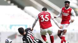 File photo of Fabian Schar of Newcastle United fouling Gabriel Martinelli, arsenal vs newcastle