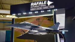 A model of the Rafale fighter jet displayed at a stall during the second day of the 13th edition of Aero India 2021 at Yelahanka air base in Bengaluru.