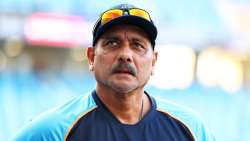 Ravi Shastri, Head Coach of India looks on as they are interviewed ahead of the ICC Men's T20 World 