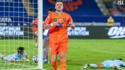 FC Goa's Airam Cabrera celebrates after scoring the equalising goal against Hyderabad FC in Bambolim