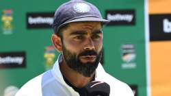 Indian Test skipper Virat Kohli speaks during post-match presentation after team India won the Boxin